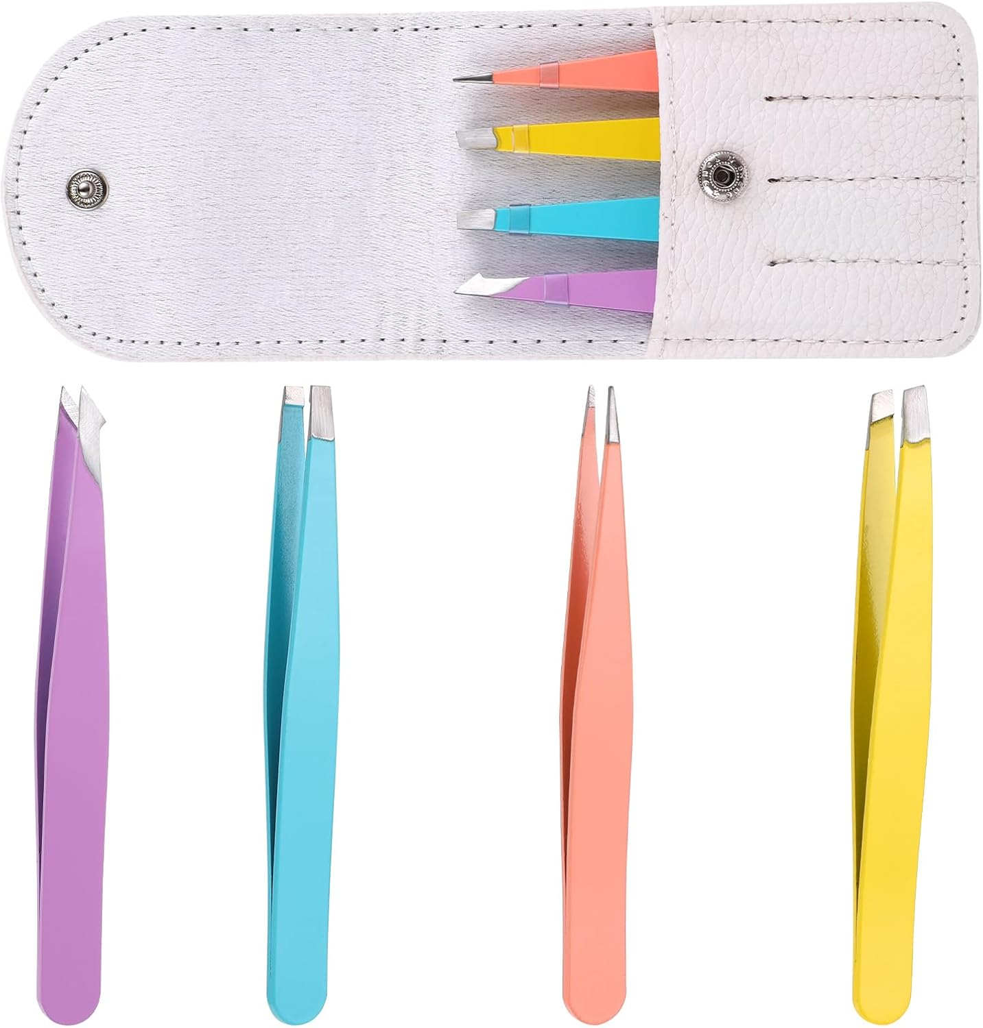 Qianyu Mini Portable Eyebrow Tweezers Set Professional Stainless Steel Outdoor Travel Tweezers Slant Tip and Pointed Precision Eyebrows Tweezers Very Precision for Facial Hair Removal image number 5