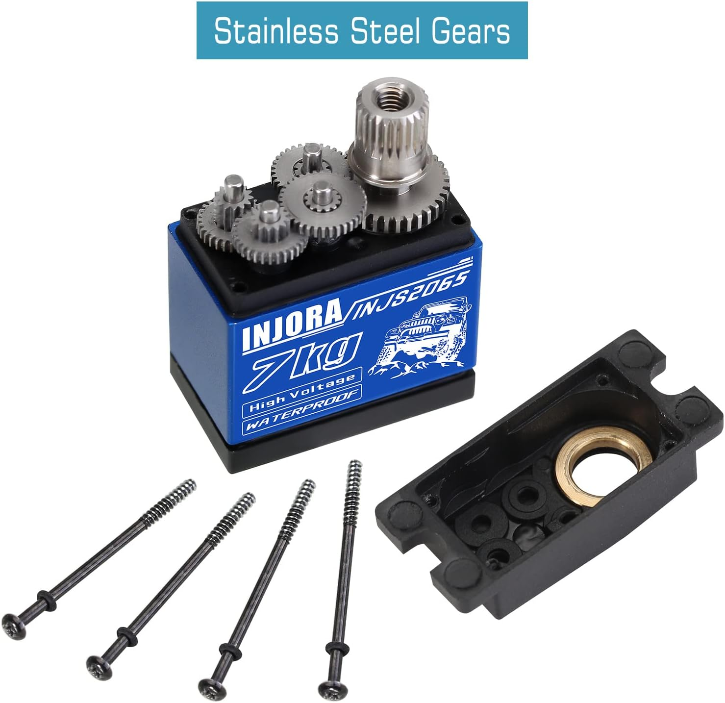 INJORA 7KG 2065 Digital Servo Waterproof High Voltage Sub-Micro Shift Servo for TRX4M TRX4 TRX6 SCX10 III 1/10 RC Crawler Car,1Pcs image number 1