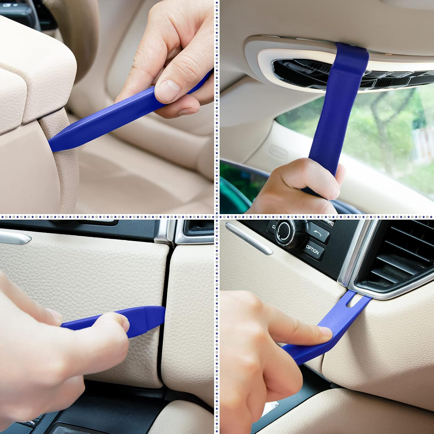 5 Pcs Car Trim Removal Tool Kit Upholstery Tools, Auto Clip Removal Pry Tool for Door Dash Dashboard Panel Fastener Remover, Push Pin Puller Body Repair Tools, Blue - Red image number 3