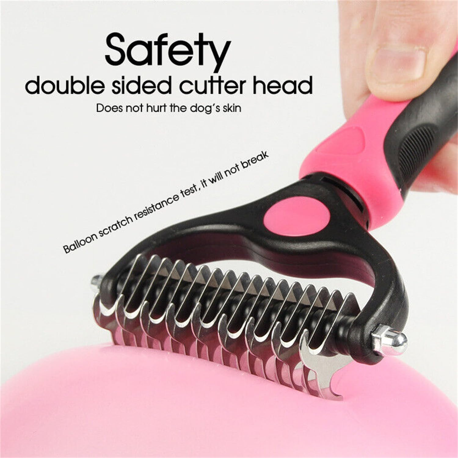 Leona Co Pet Grooming Brush, Double Sided Shedding, Dematting Deshedding Trimmer Undercoat Rake for Dogs & Cats (Small, Blue) image number 7