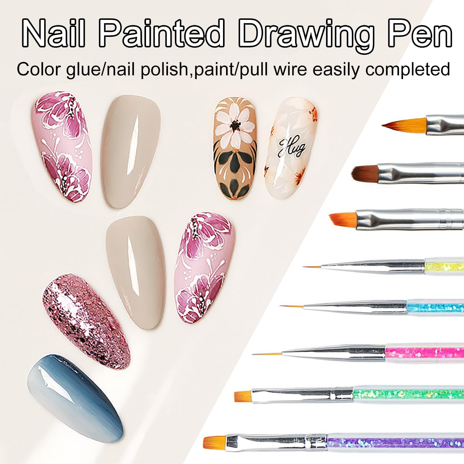 Icovalescent 8-Piece Nail Brush Set, Nail Design Brushes, Nail Art Dotting Tools, Dual-Ended Professional Acrylic Nail Art Pen for Making Nail Polish, Dotting, Fine Painting, DIY image number 3