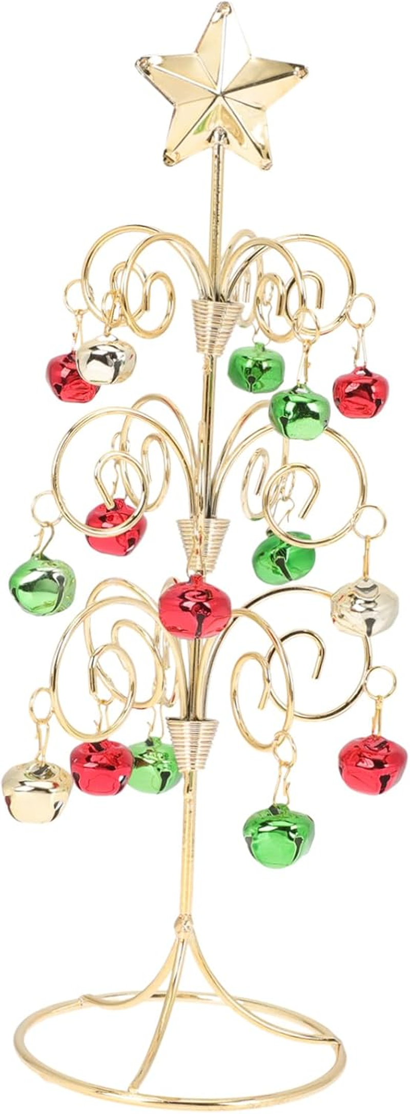 Iron Christmas Tree Decor Mini Xmas Tree Ornament Tabletop Decoration with Bell Festive Party Adornment for Home and Office Seasonal Holiday Display image number 1