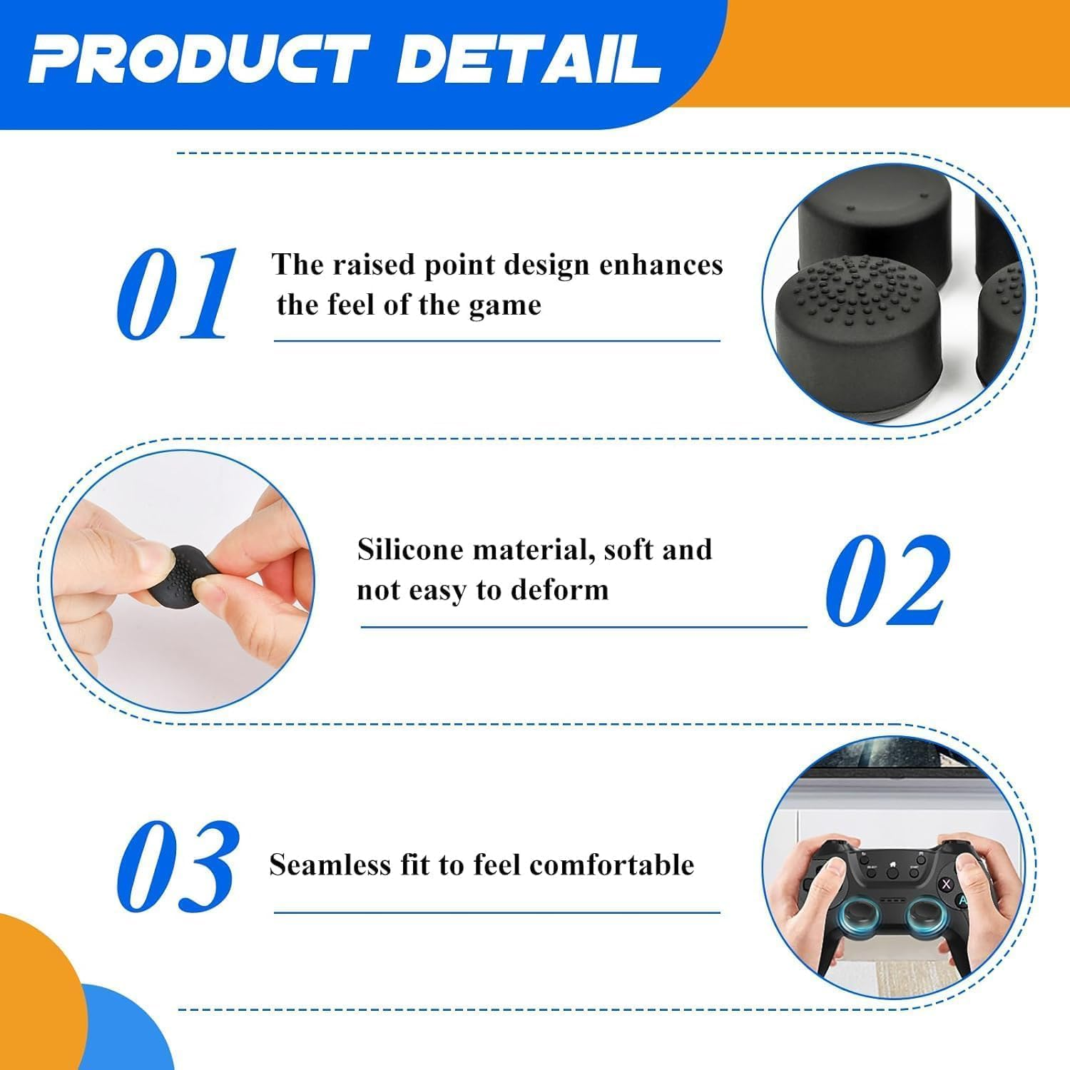 8Pcs Analog Controller Raised Thumb Stick Grips Thumbsticks Joystick Cap Cover, Silicone Analog Controller Joystick Thumb Stick Cap, Thumb Controller Caps Grips Analog Thumbstick Replacement Caps image number 4