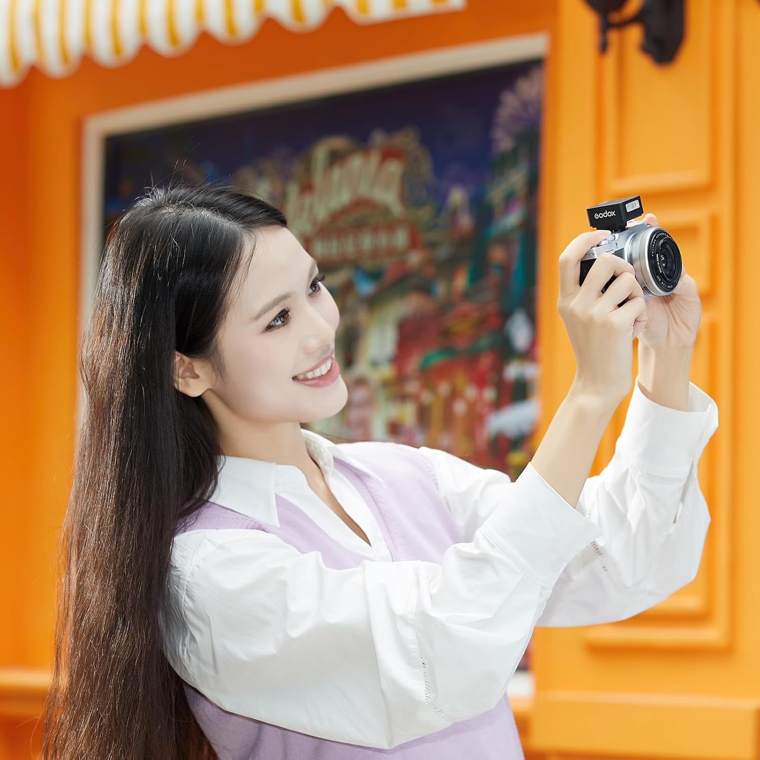 Godox Im20 Mini Camera Flash 5 Power Levels 3S Recharge Time Camera Speedlite 440 Flashes with Full Power One-Contact Design Built-In Battery for Canon, Nikon and Sony Mirrorless Cameras image number 1