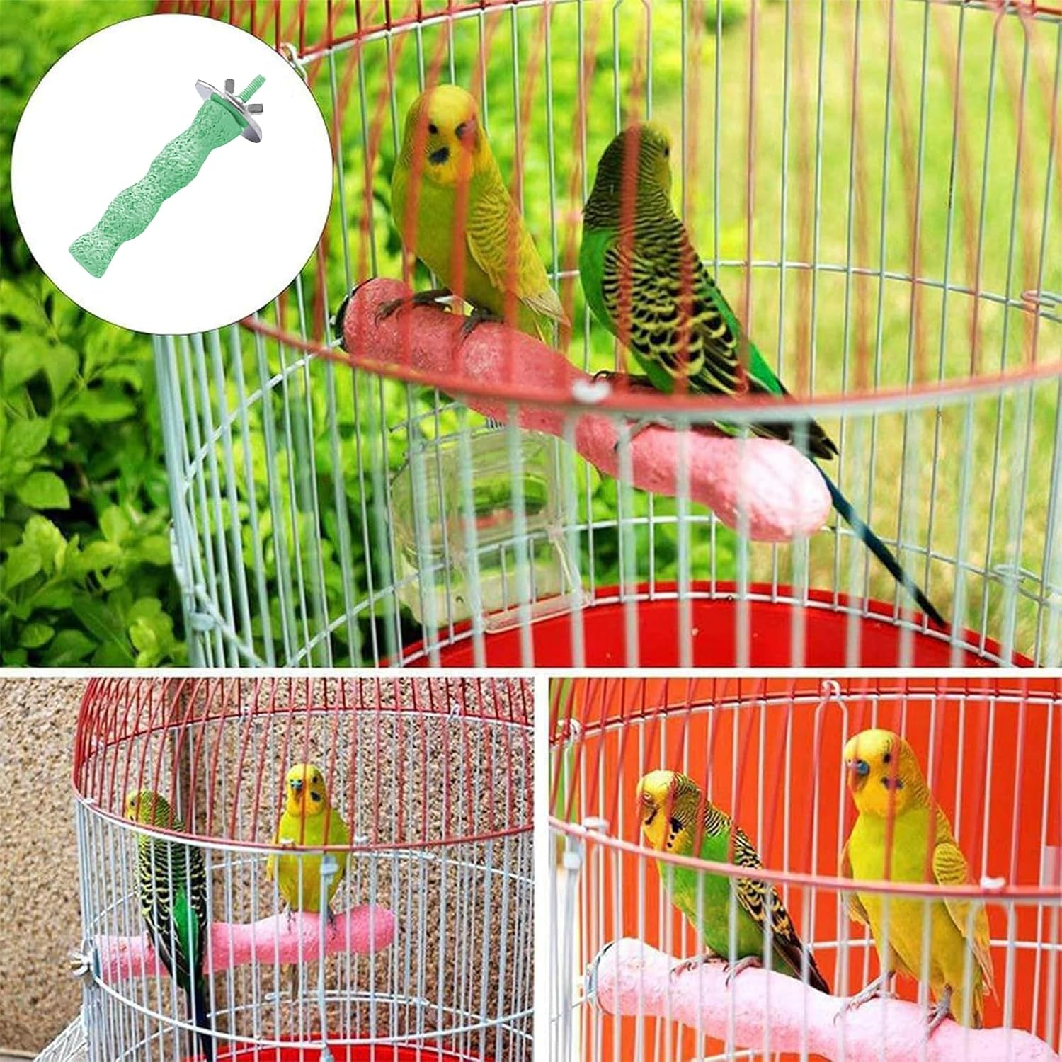 Ksngtixe 1PC Bird Perch Stand for Small Birds - Natural Wood Cage Perch for Budgies, Parakeets, Lovebirds & Conures, Training Exercise & Paw Grinding Chew Toy