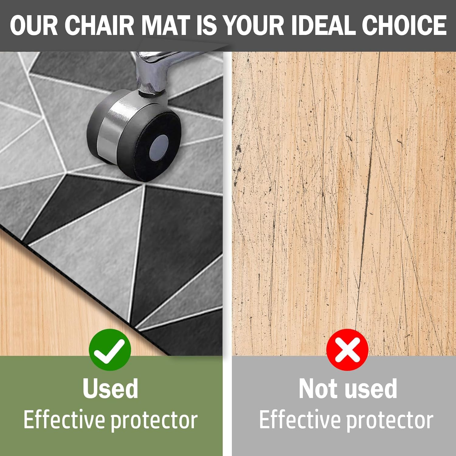 Office Chair Mat for Hardwood Floors & Tile Floor, Highly Quality Computer Chair Mat for Anti-Slip Desk Chair Mat, Multi-Purpose Floor Protector Carpet for Home Office(120X100Cm) image number 2