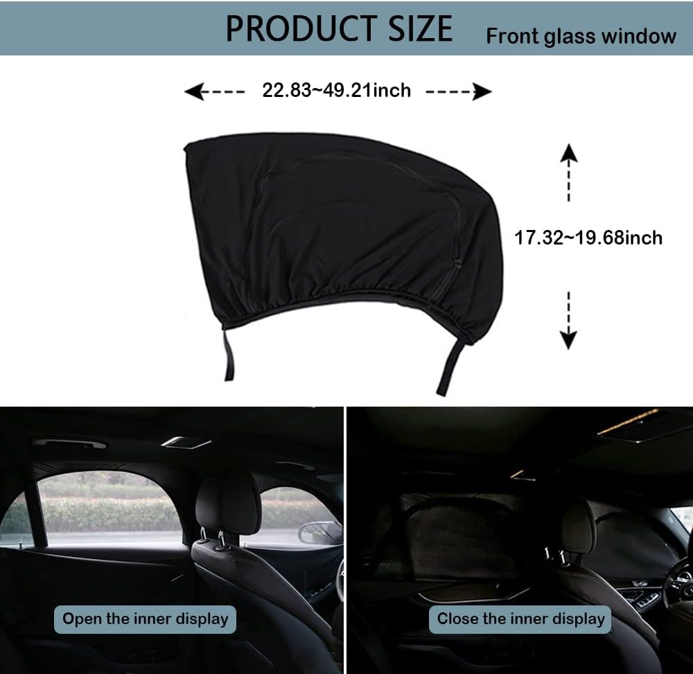 Upgrade Stretchable&Breathable SUV Car Window Shade - Oversize Double Mesh for Heat Shading and Bug&Uv Protection - Car Must Have Privacy Shades for Cars,Truck,Suv When Camping (Front Window/2Pcs) - Front And Rear Windows/4Pcs image number 2
