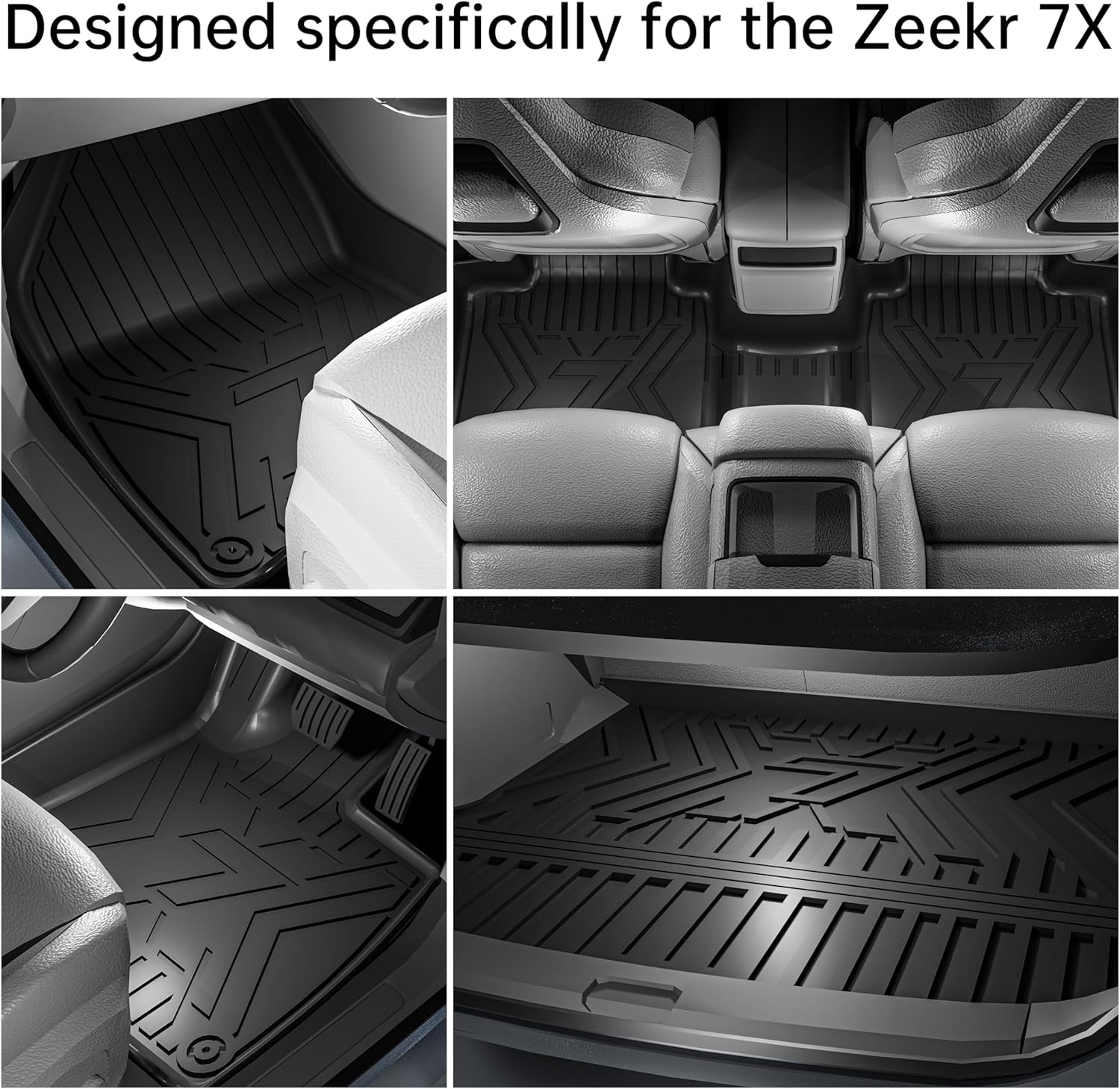 2025 Zeekr 7X Floor Mats Set of 4 - Custom Fit All Weather TPE Cargo Liner Cargo Trunk Accessories, Compatible with Zeekr RHD image number 3