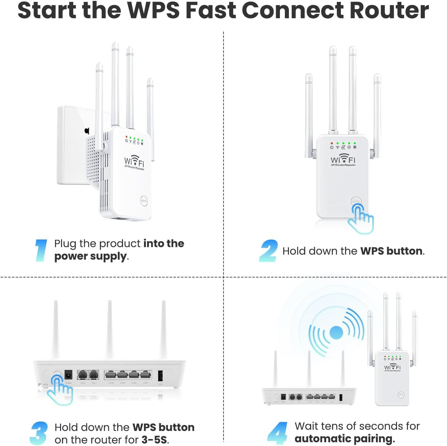 Wifi Extender Signal Booster, Network Repeaters Provides a Strong Network Signal with 3 Access Methods, Wifi Range Extender Repeater, Easy to Operate and Set Up, Alexa Compatible(Au Plug) image number 4