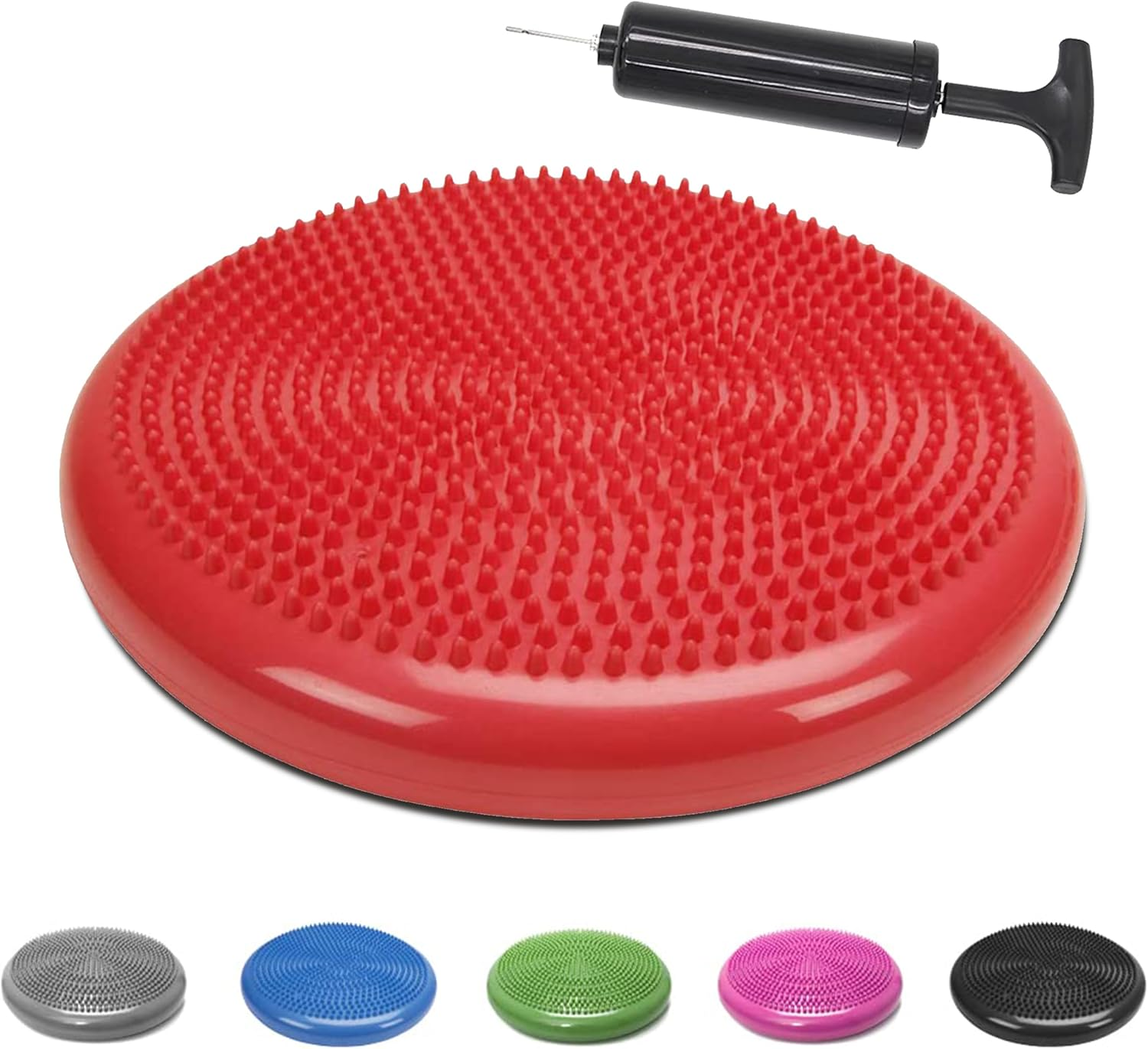Inflated Stability Wobble Cushion, Balance Air Cushion Disc for Core Fitness Exercise, Wiggle Seat for Sensory Kids, Suitable for Office, Home, School, Pump Included image number 5