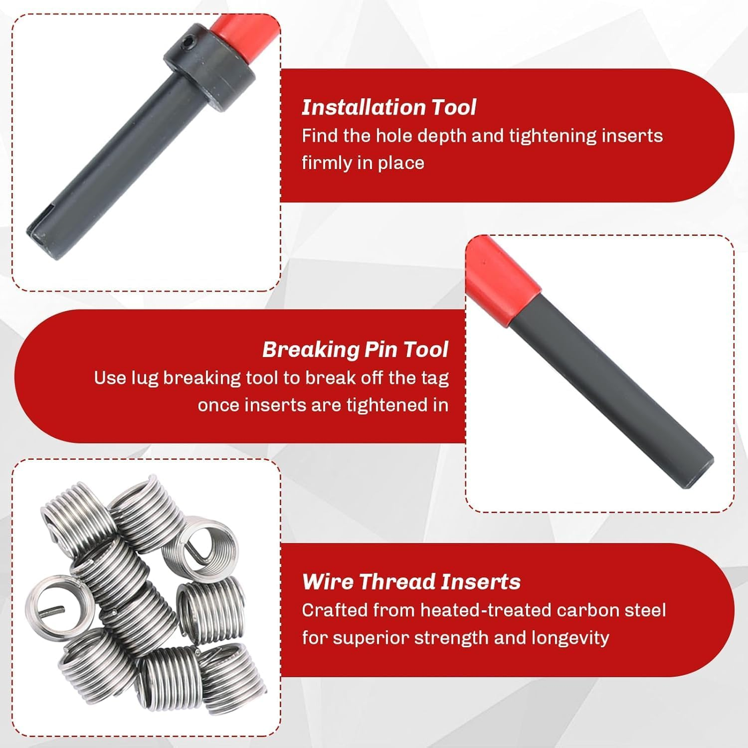 131-Piece Metric Helicoil Thread Repair Kit | 131Pc Thread Repair Kit HSS Drill Helicoil Repair Kit Metric M5 M6 M8 M10 M12 HSS Drill Thread Insert Repair Tool image number 4