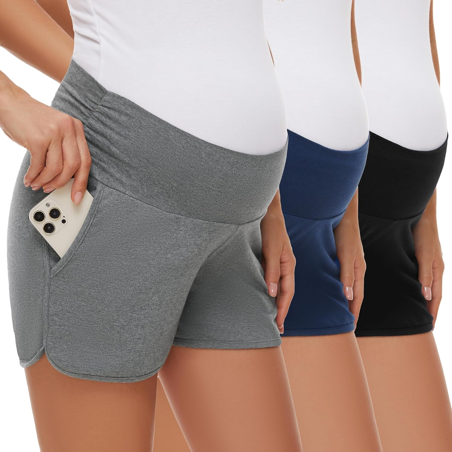 PACBREEZE Women'S Maternity Shorts Lounge Pajama Workout Running Casual Summer Pregnancy Shorts, S-XXL image number 2