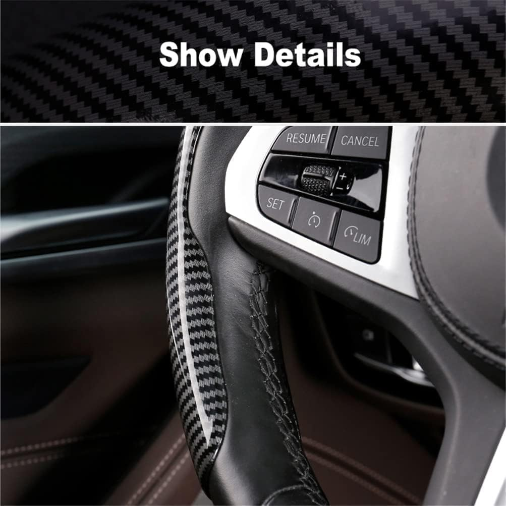 AUTOXBERT Carbon Fiber Car Steering Wheel Cover Universal Sports Steering Wheel Cover Anti-Skid Segmented Steering Wheel Protector Accessories (Black) - Red image number 6