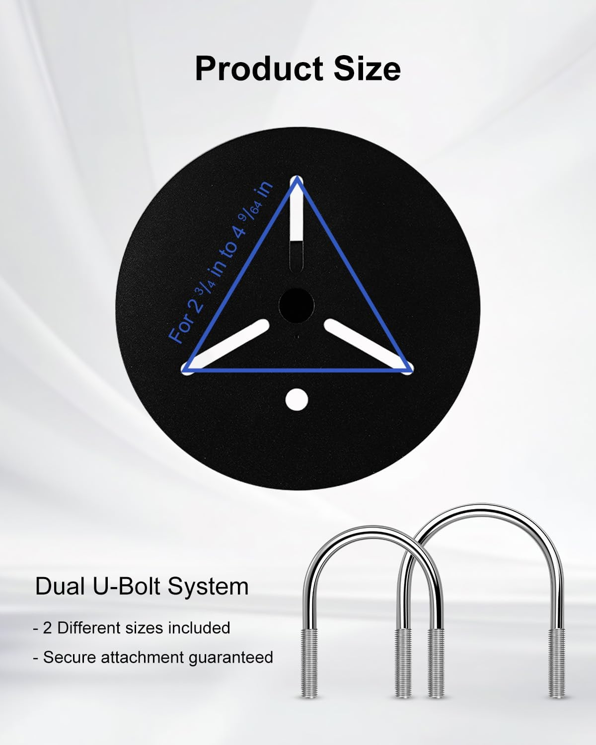 2Pcs Universal Strobe Light Mounting Bracket for Trucks Trailers, Flash Beacon Mirror Mount with 4 U-Bolts, Corrosion-Resistant Warning Light Holder image number 3