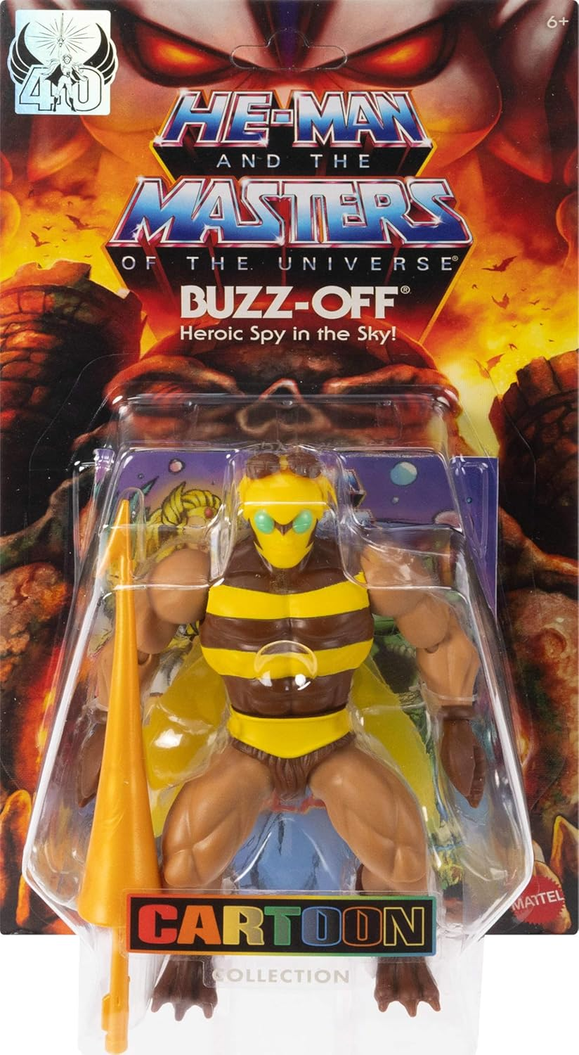 Masters of the Universe Origins Action Figure Buzz-Off Cartoon Collection, 5.5-Inch 1980S TV Bee Leader Winged & Goggled with Javelin image number 5