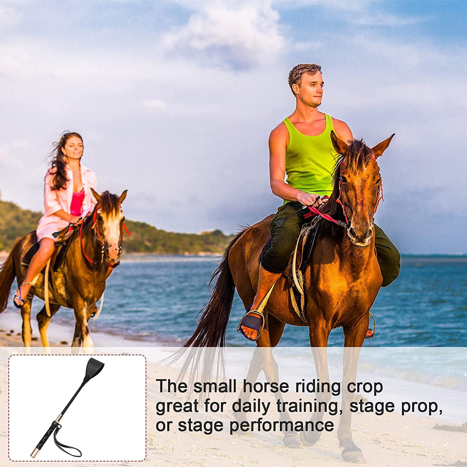 Horse Crop Black, Faux Leather Riding Crop with Anti-Slip Grip Gel Handle (30Cm, Black) image number 5