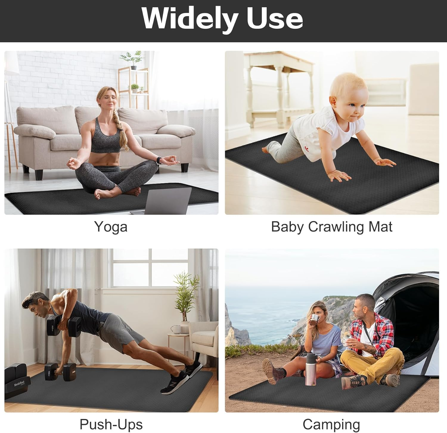 Non-Slip TPE Yoga Mat for Women & Men, 72"X24" Extra-Long Anti-Tear Pilates Mats for Hot Yoga, HIIT, Floor Workouts, 8Mm Thick Lightweight Fitness Mat Professional Exercise Mats with Dual Grip image number 4