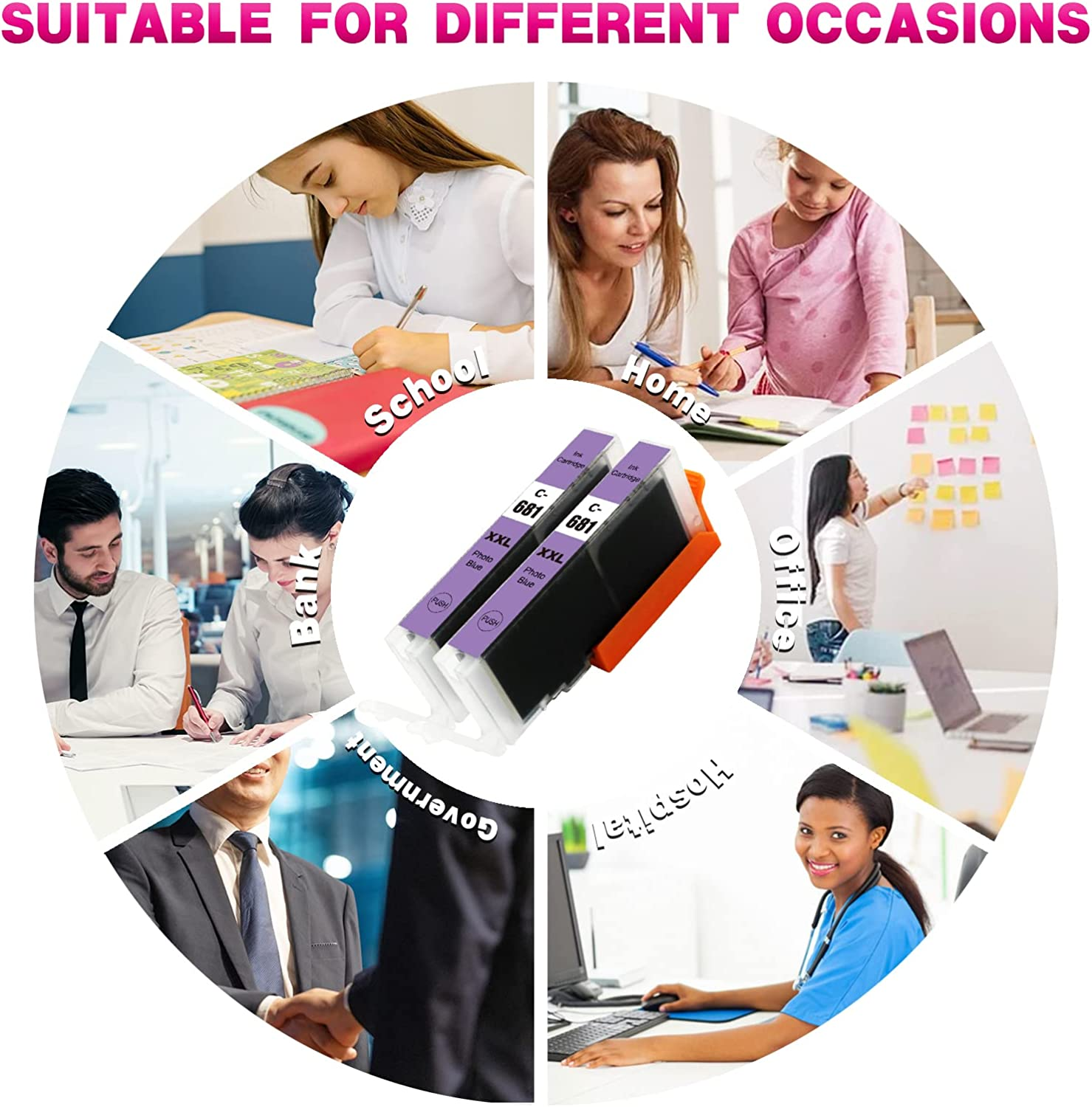 Greenark Compatible Canon 680 681 Ink Cartridge PGI-680 XL CLI-681 XL Ink Replacement for Canon PIXM TR7560 TR8560 TS6160 TS6260 TS8160 TS8260 TS9160 TS9560 TS706 (2 Photo Blue) image number 2