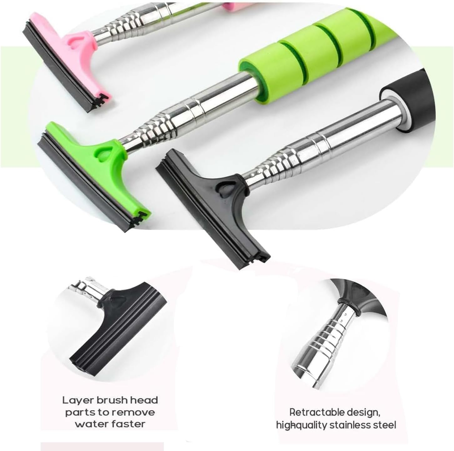 Lxcshljx 3 Pcs Car Rearview Mirror Wiper, Car Side Mirror Squeegee, Retractable Car Window Squeegee, Portable T-Plate Rearview Mirror Wiper, Universal Car Cleaning Tool, Glass Water Dust Removal Tool image number 2