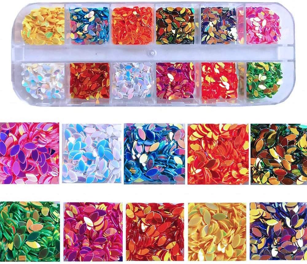 8 Boxes Holographic Nail Glitter Sequins round Leaf Star Heart Nail Art Glitter Flake for Nails Decorations image number 3