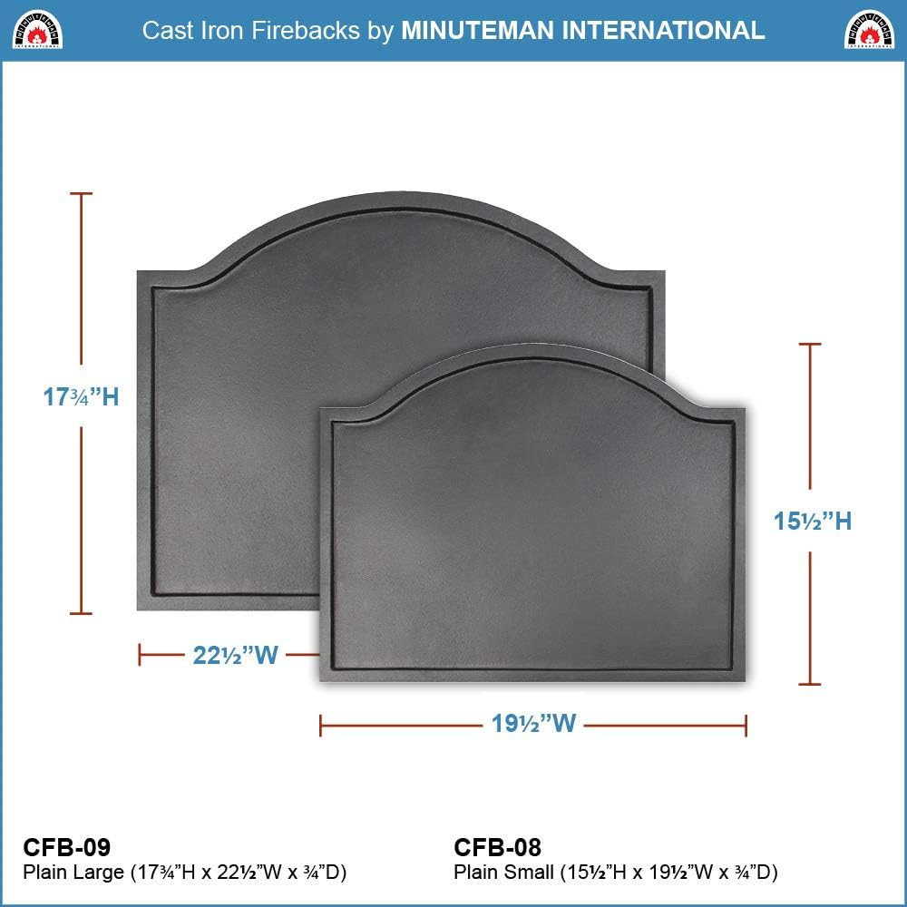 Minuteman International Plain Design Cast Iron Fireback, Large,Cfb-09,Black image number 2