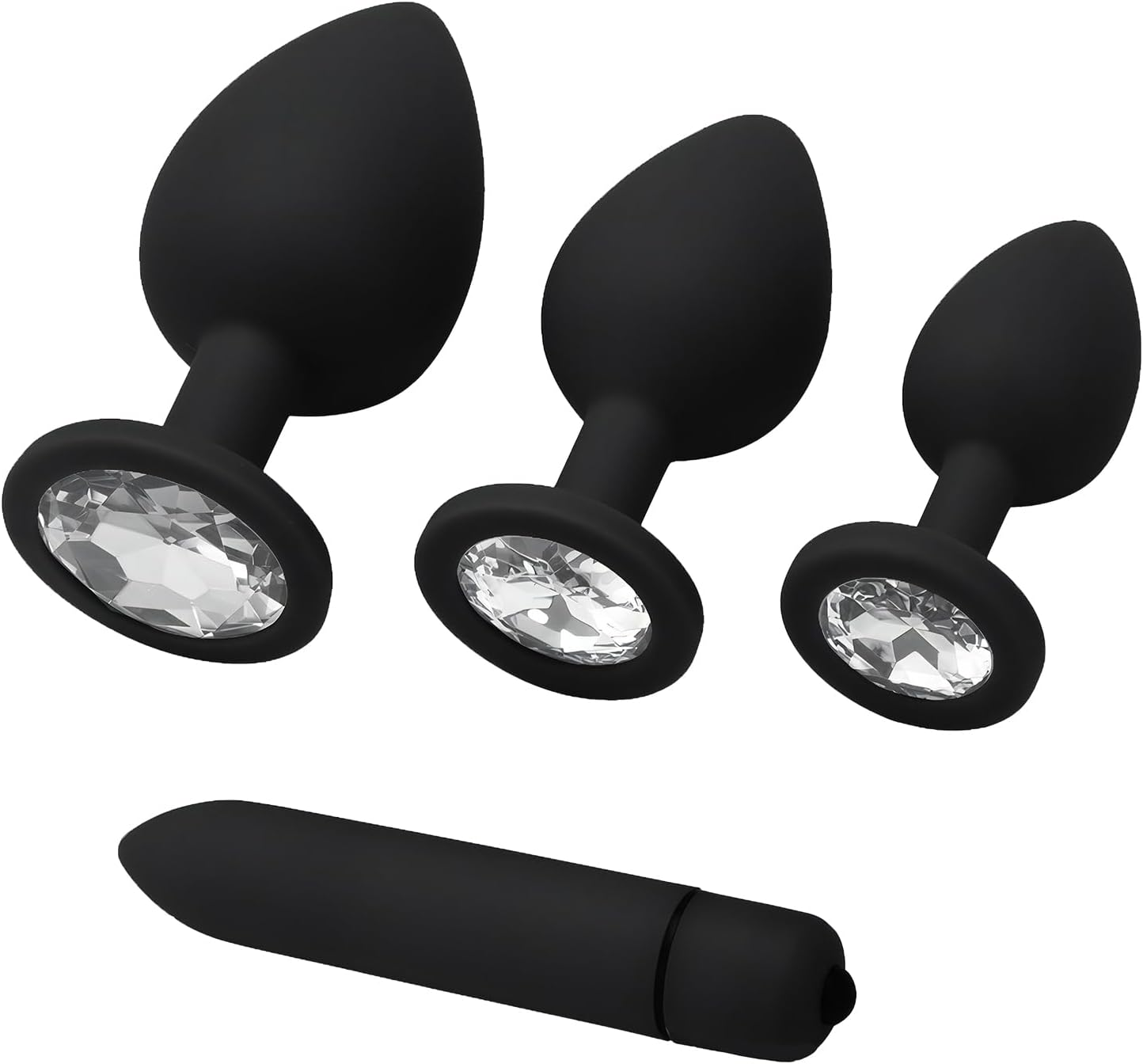 Riotor Vibrating Silicone Anal Plug Set, Anal Toys for Men Woman Couples from Beginner to Advanced Set,3 Sizes Manual & 1 Automatic Toys (Pink)