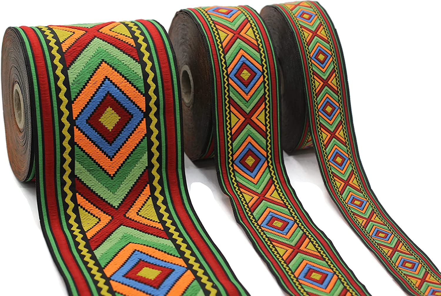 11 Yard Spool 1.37 Inches Wide Colorful African Motif Ribbon Vintage Jacquard Ribbon African Pattern Ribbon Sewing Trim Jacquard Trim 35971 image number 4