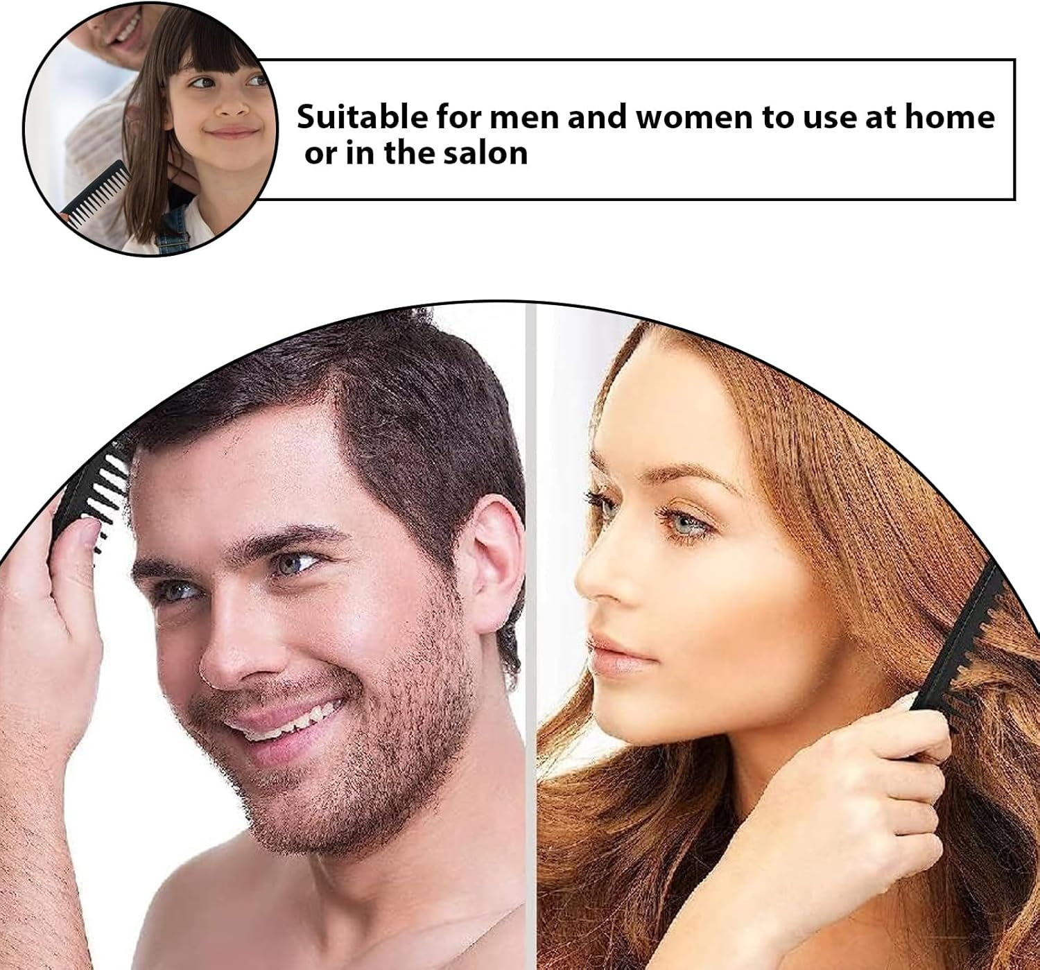 GVSS 4 Piece Hair Comb Set Wide Teeth Comb Curly Hair Comb Ideal for All Hair Types Anti-Static Hair Combs for Men and Women Black image number 3