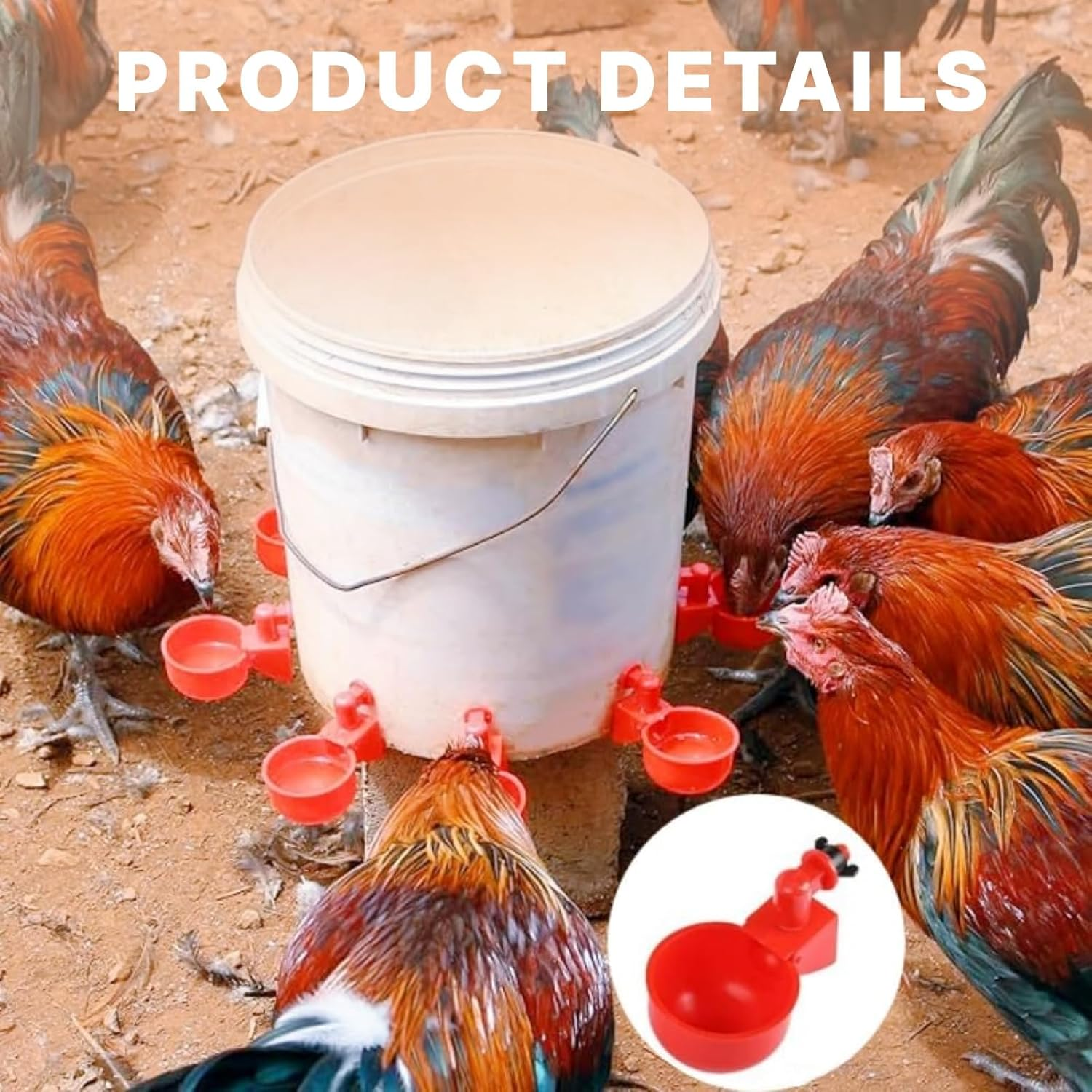 Automatic Chicken Waterer Cups 6 Pack DIY Poultry Drinker Kit for Chickens, Ducks, Turkeys Self-Filling Water Feeder with Drill Bit for Buckets, Barrels No Spill, Low Maintenance image number 3
