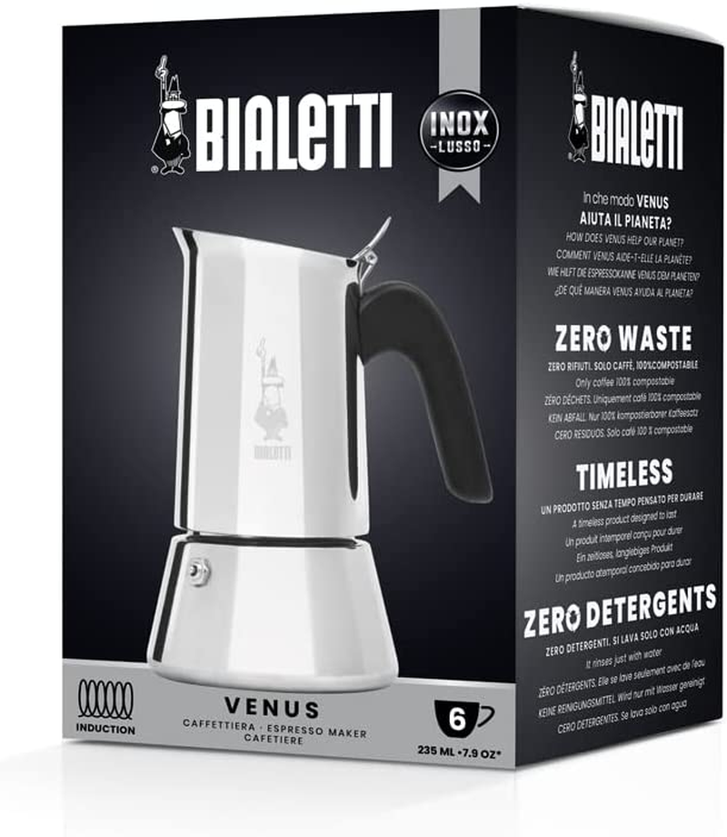 Bialetti Stainless Steel New Venus Coffee Maker, 6 Cups Capacity, Silver image number 2