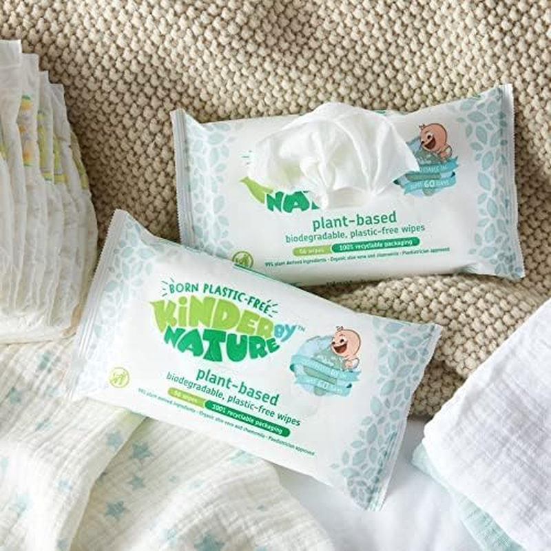 Kinder by Nature Plant Based Baby Wipes - 100% Biodegradable & Compostable, 672 Count (12 Packs of 56) - 99% Plant-Based Ingredients, Plastic-Free Wipes image number 6