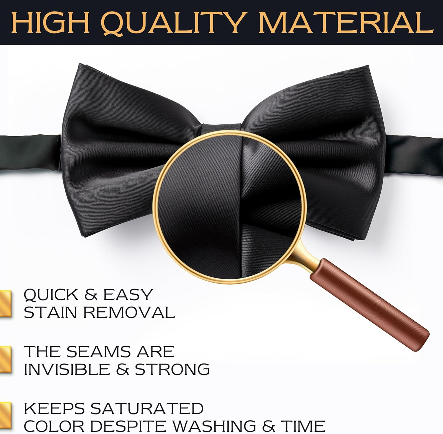 Classic Pre-Tied Bow Tie, Formal Satin Faux Silk, Men'S Tuxedo Accessory image number 3