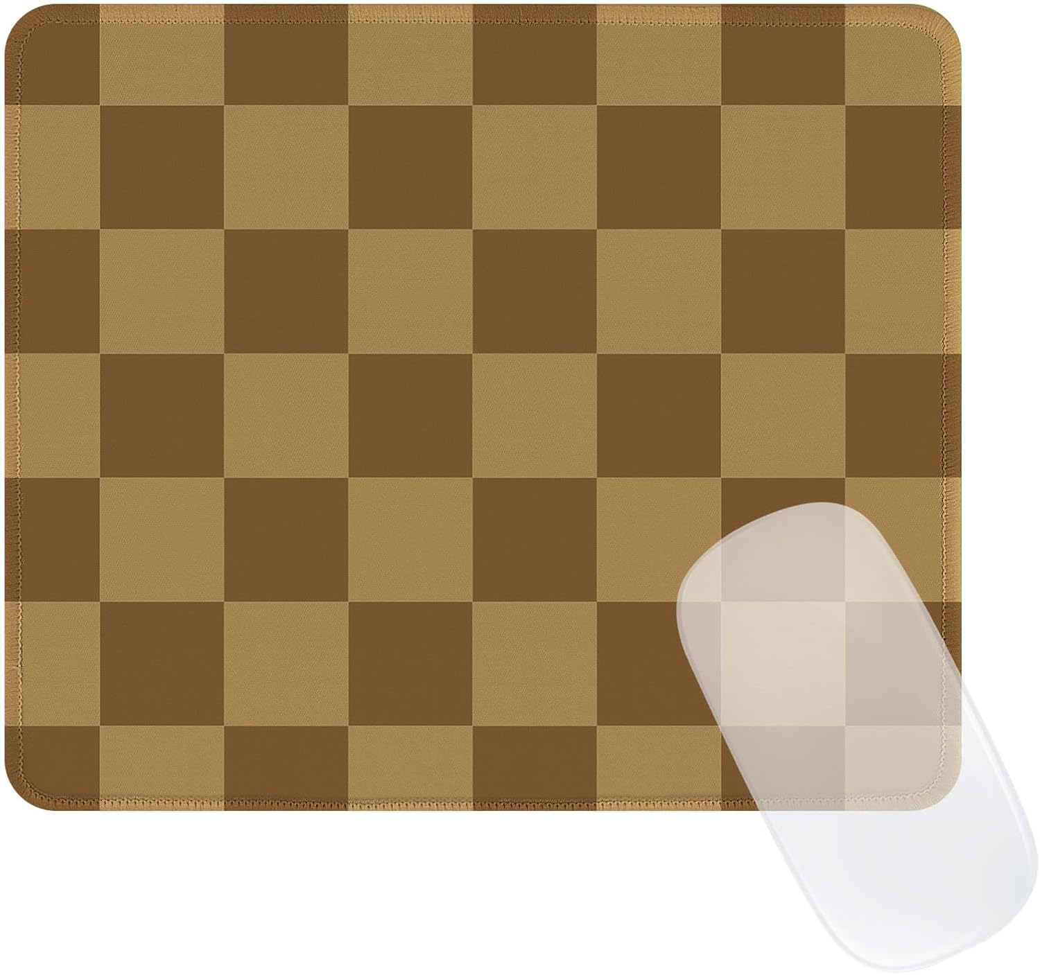 Cute Brown Mouse Pad,Retro Checkered Pattern Mousepad,Square Aesthetic Plaid Waterproof Grid Mouse Mat Design, Non-Slip Rubber Base Computer Funny Boho Small Mouse Pads, Desk Accessories image number 6
