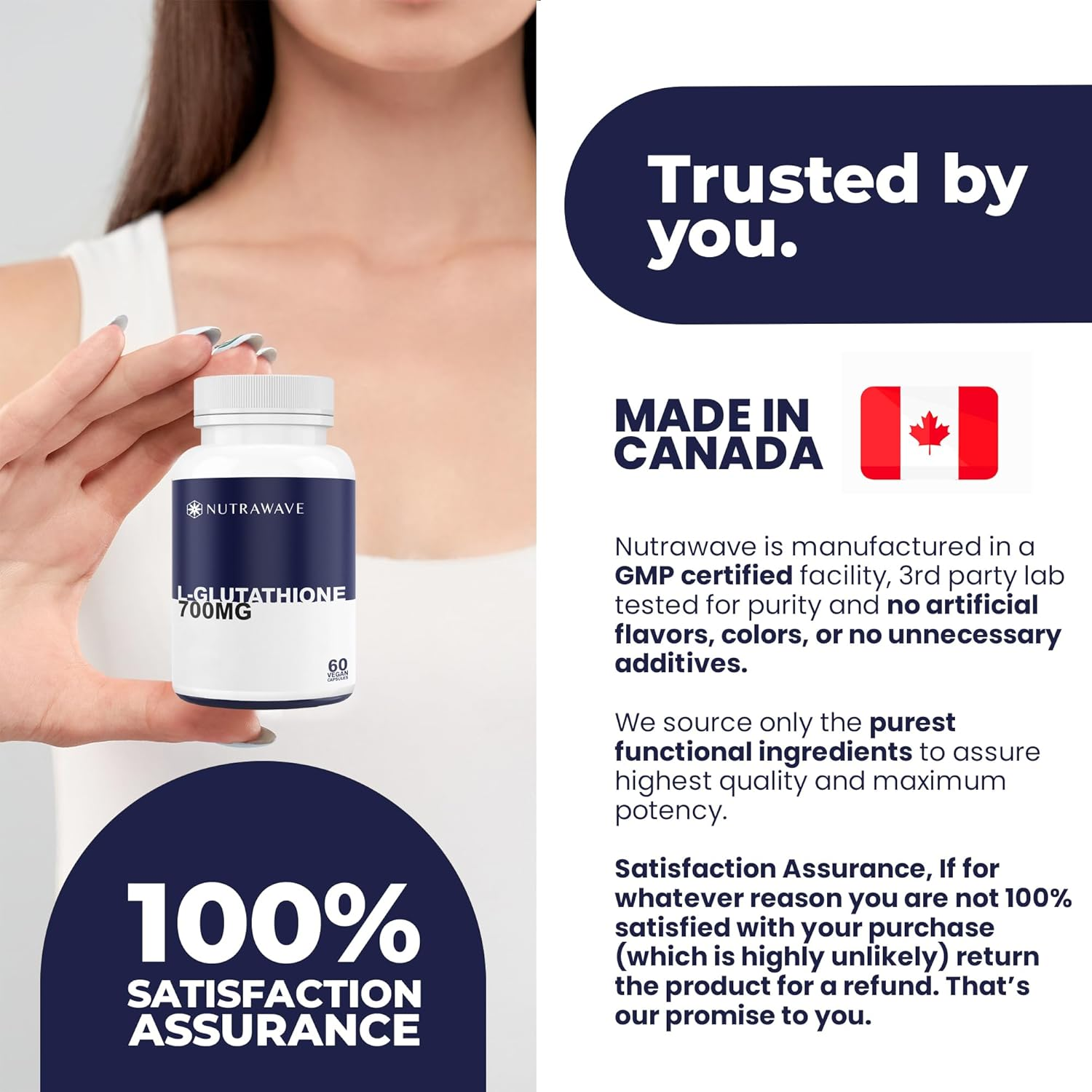 Nutrawave Pure L-Glutathione 700Mg per Capsule &ndash; High Strength, Non-Gmo, Vegan-Friendly, 60 Capsules image number 2