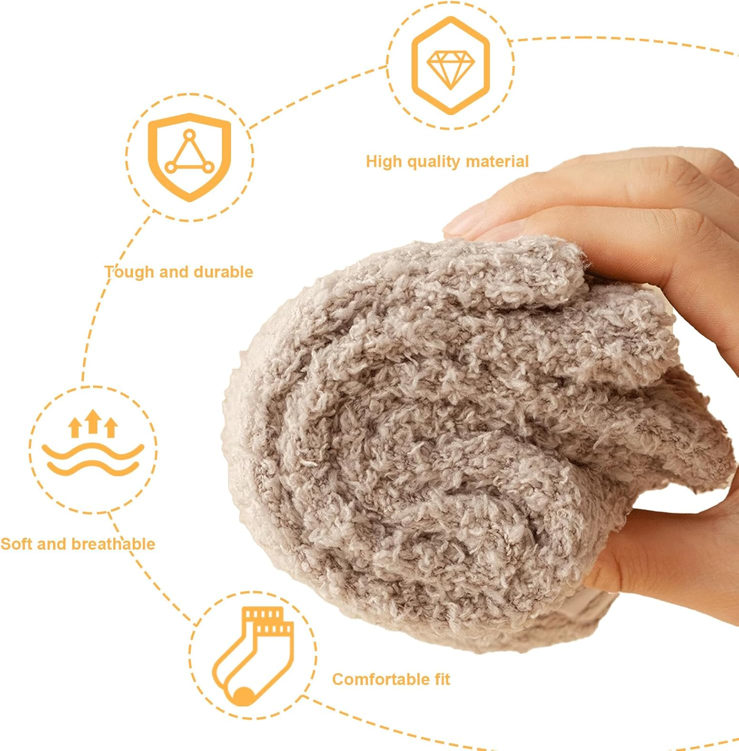 Unisex 3-Pack Non-Slip Winter Socks - Couple Cozy Thermal Fleece Bed Socks with Anti-Skid Grips - Soft Coral Fluffy Floor Sock for Sleeping, Lounge & Home Mid-Crew image number 6