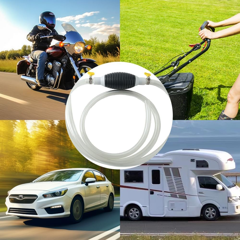 1PCS Manual Fuel Transfer Pump Portable Siphon Pump with 3M Syphon Hose，Multifunction Liquid Sucker Pump, for Gas Gasoline Oil Fuel Petrol Diesel Fluid Water Fish Tank Durable PVC Can Be Cut at Will image number 3