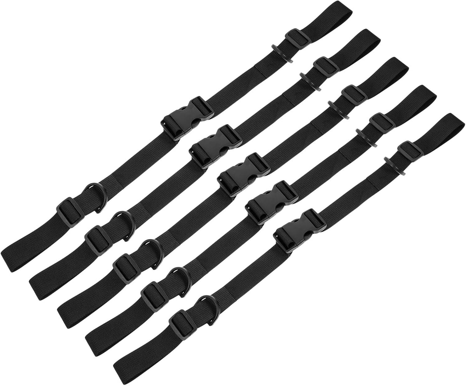 FUNOMOCYA 5Pcs Adjustable Luggage Straps Quick Release Plastic Buckle, Multi-Functional Utility Bundle Straps for Securing Suitcases, Yoga Mats, Backpacks and Camping Gear, Black image number 2