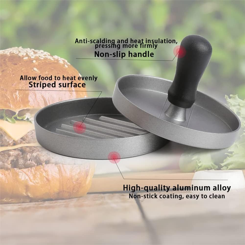 Non-Stick Aluminum Burger Press with 100Pcs Patty Papers, Aufondof 4.5 Inch Hamburger Patty Maker Mold, Hamburger Press Patty, Burger Mold Rings Easy Release for Meat, Beef, Veggie Burger, BBQ image number 5