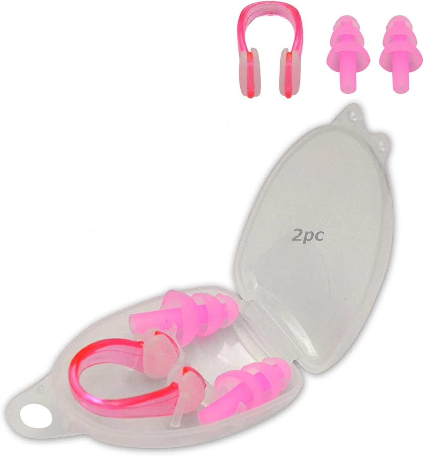 Waterproof Swimming Earplugs & Nose Clip Set 2Pcs Unisex Adult Swim Gear for Pool Snorkeling