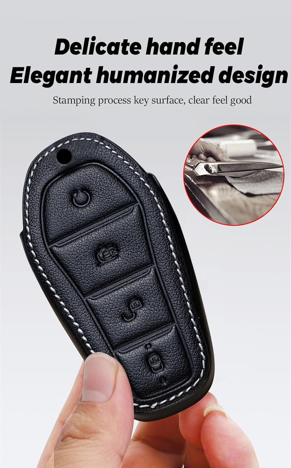 Ontto Leather Car Key Fob Cover Fit for BYD Atto 3 Dolphin Seal U-Dm-I Sealion 7 Sealion 6 Shark 6 Key Case Holder Shell Key Chain Keyring Protector Car Styling Accessories Black 1 - 1-Pink image number 4