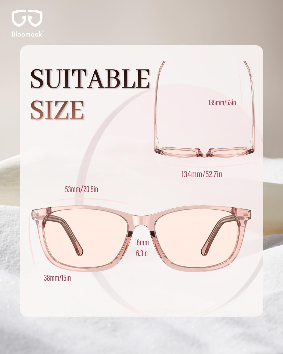 Bloomoak Rose Tinted Migraine Glasses, FL- Flex Light Sensitivity Relief Glasses for Fluorescent LED Glare, Photophobia, Eye Strain image number 3