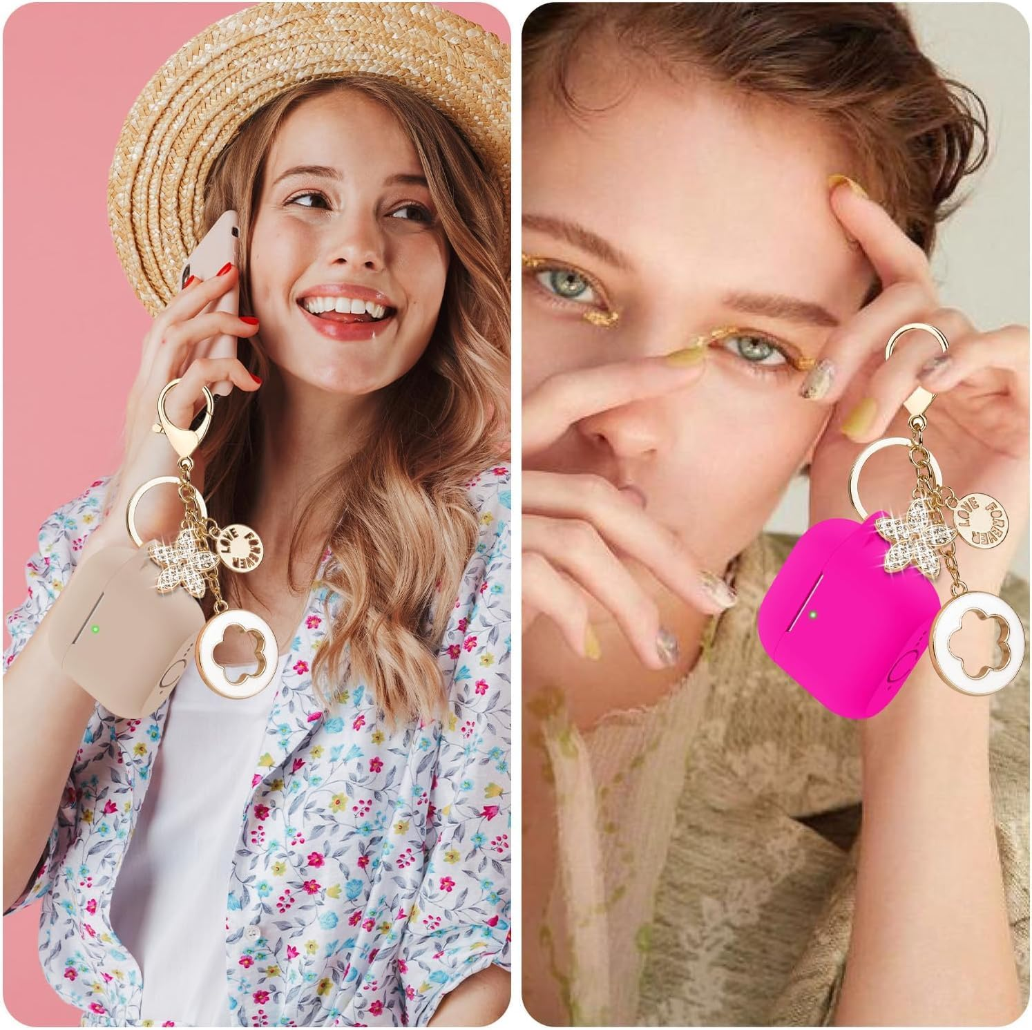 Case Fit for Case Apple Airpods 4 Generation with Cute Keychain, Compatible for Airpods 4 Cases 2024 Cover,For Women and Girls,Milk Tea - Lavender image number 4