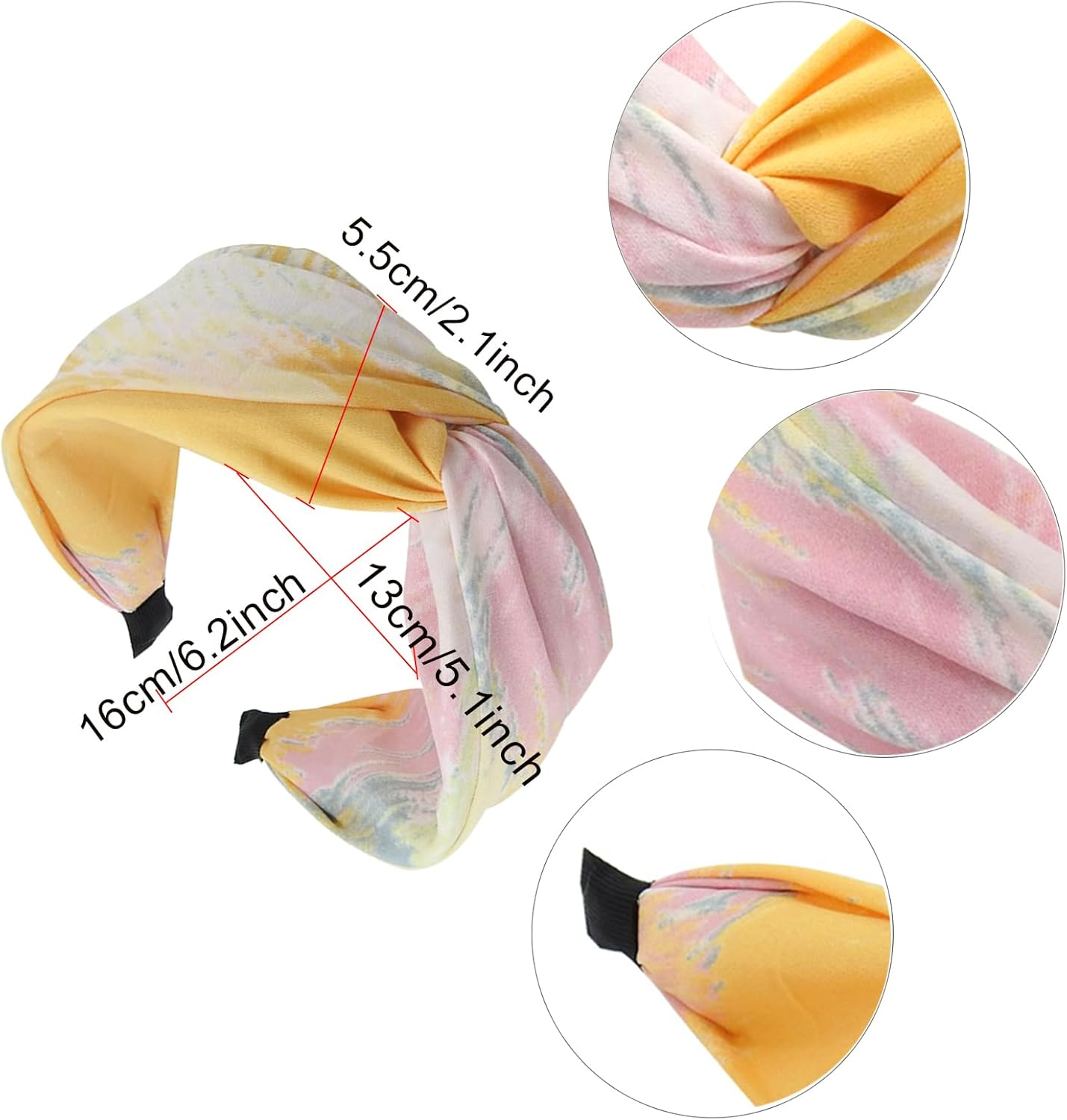 3Pcs Wide Headband French Bow Knot Hair Hoop Fabric Non-Slip Headwear Elastic Twist Hair Accessories Alice Hair Bands for Women&hellip; image number 1