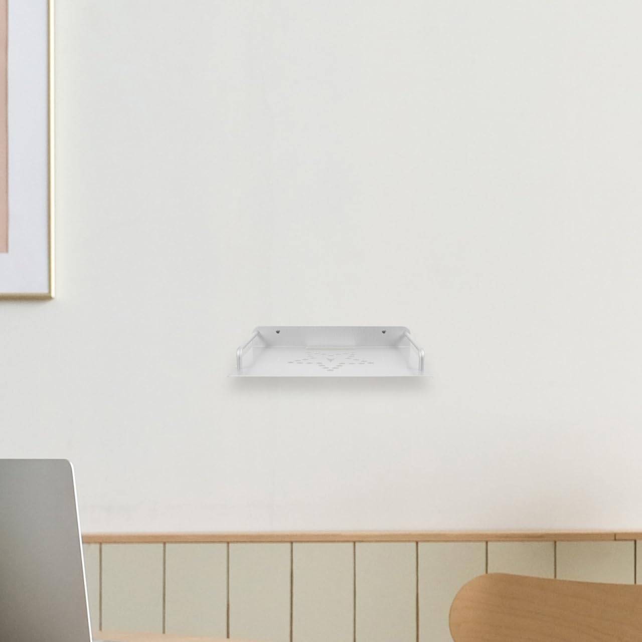 Space Aluminum Router Wall Holder - Floating Shelf for Tv Accessories, DVD Player Bracket, Wireless Router Stand, Wall Mount Shelf for Living Room (White) image number 4