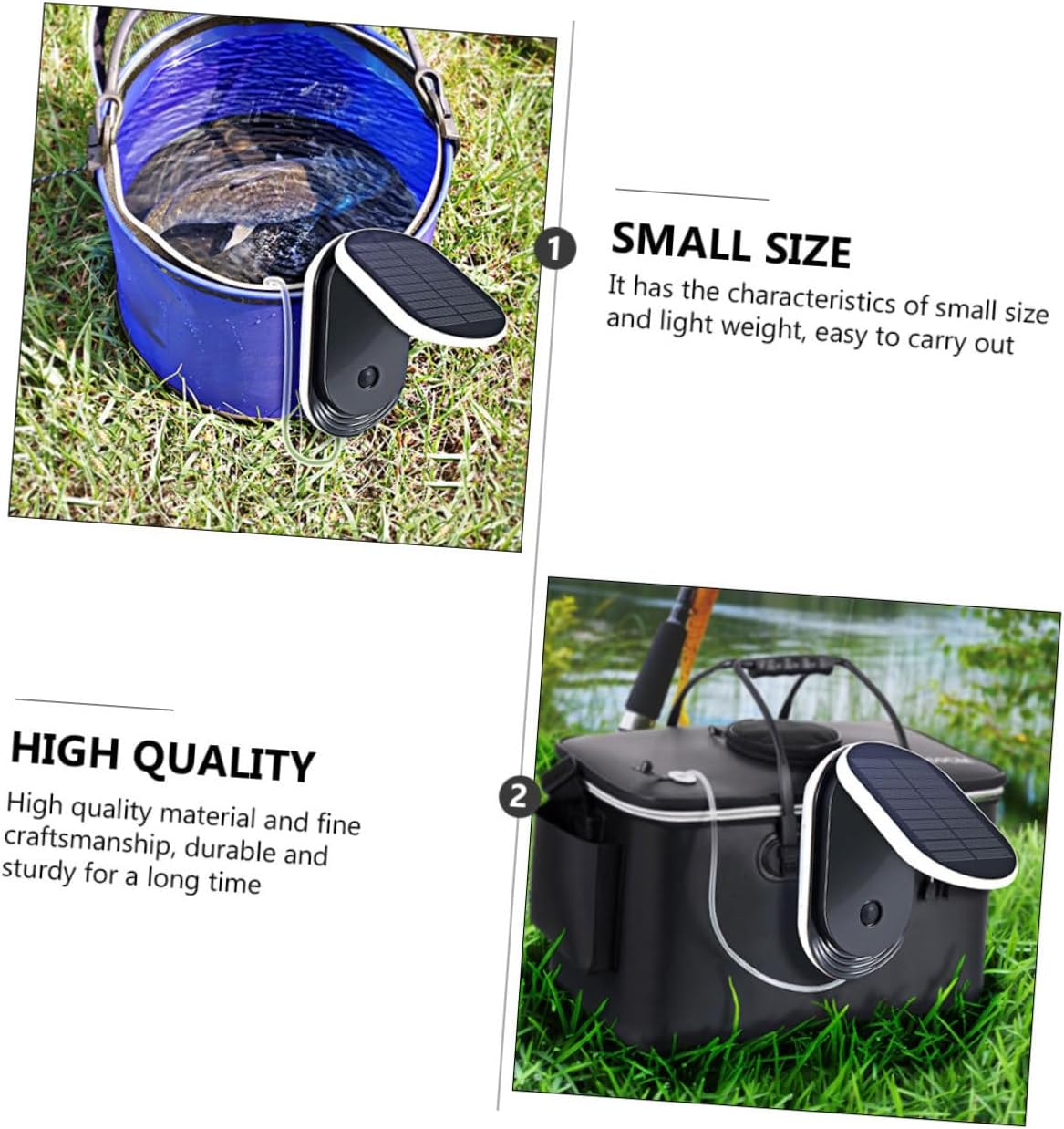 Solar Oxygen Pump with Pure Copper Core Portable Solar Powered Aerator Lightweight Outdoor Water Oxygenation Pump for Fish Tanks and Pools image number 3