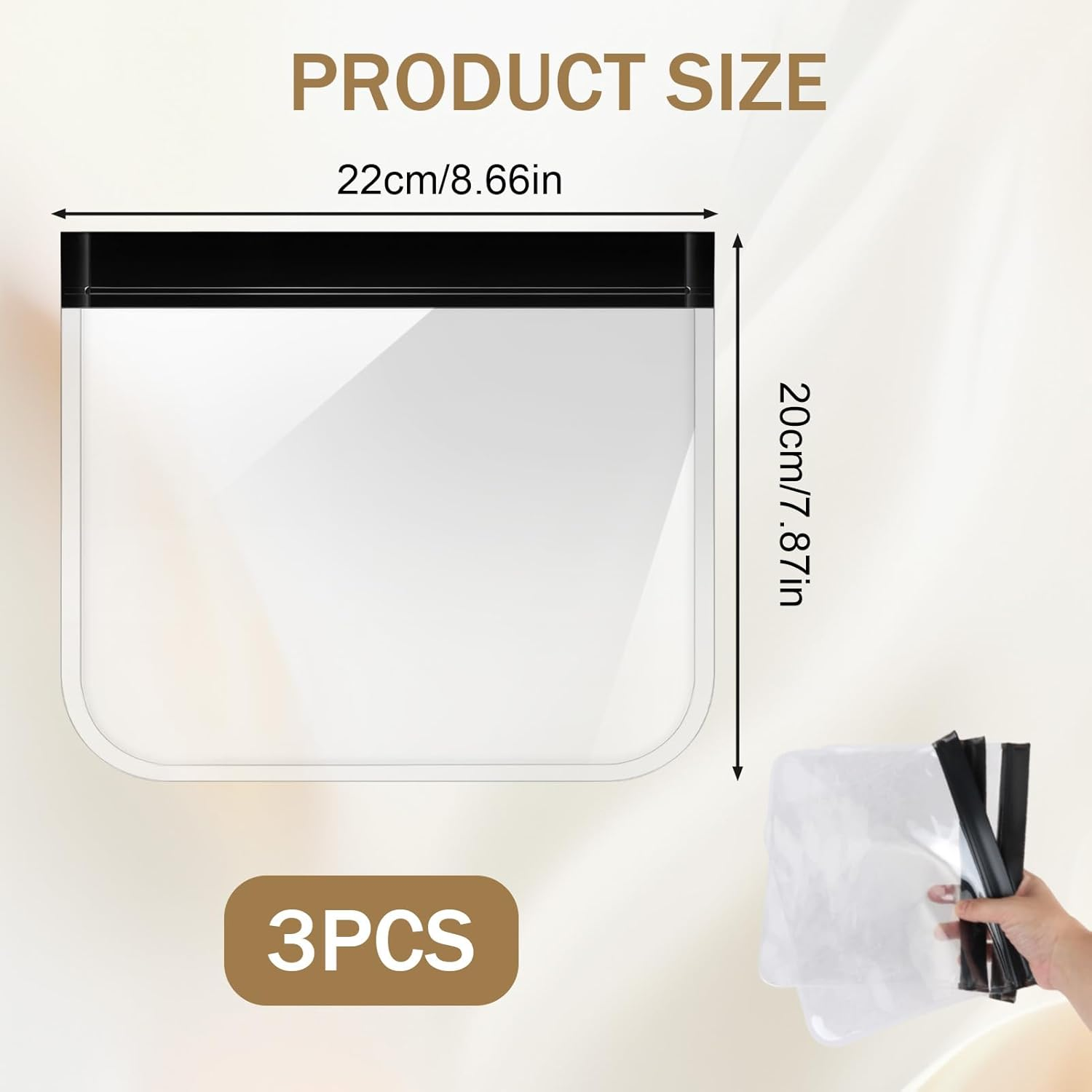 3 Pcs Clear Travel Toiletry Bag, TSA Approved Toiletry Bag with Waterproof & Leakproof Seal, PEVA Clear Matte Cosmetic Organiser for Carry-On Compliance, Airline Security Friendly Toiletries Pouch Set