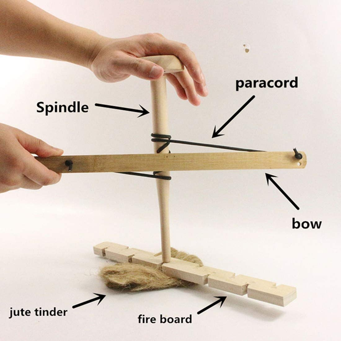 Bow Drill Fire，Bow Drill Kit Fire Starter，Outdoor Adventure Education, Learning to Drill Wood for Fire Training image number 4