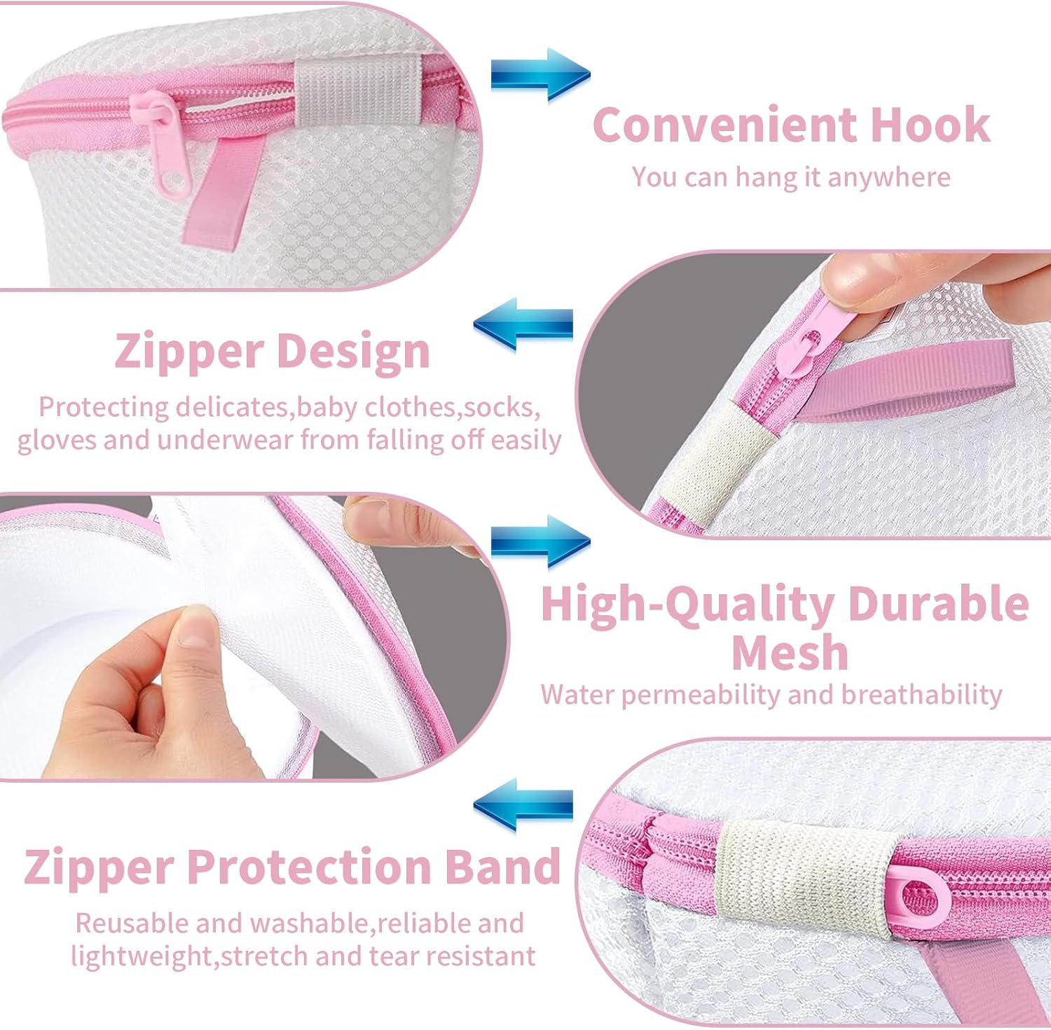 5 Pcs Laundry Mesh Bags with Zipper, 17 * 15Cm Bra Washing Bag, Lingerie Bag for Washing Machine, Permeability Lingerie Laundry Bag, Prevent Clothing Deformation, Underwear Bags for Women Laundry (5)