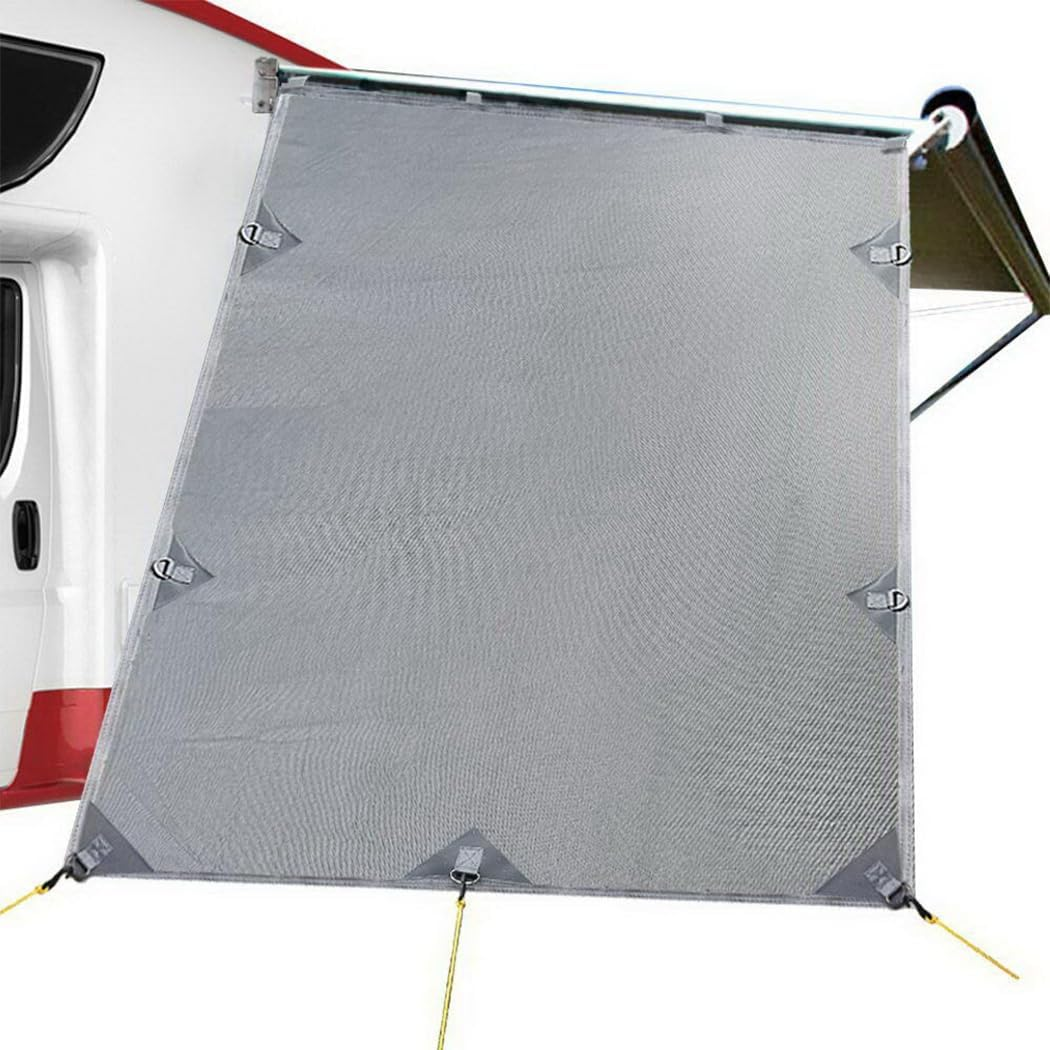 Caravan Privacy Screens Roll Out Awning Sun Shade End Wall Side Grey (Grey, 1.95 X 3.4M)