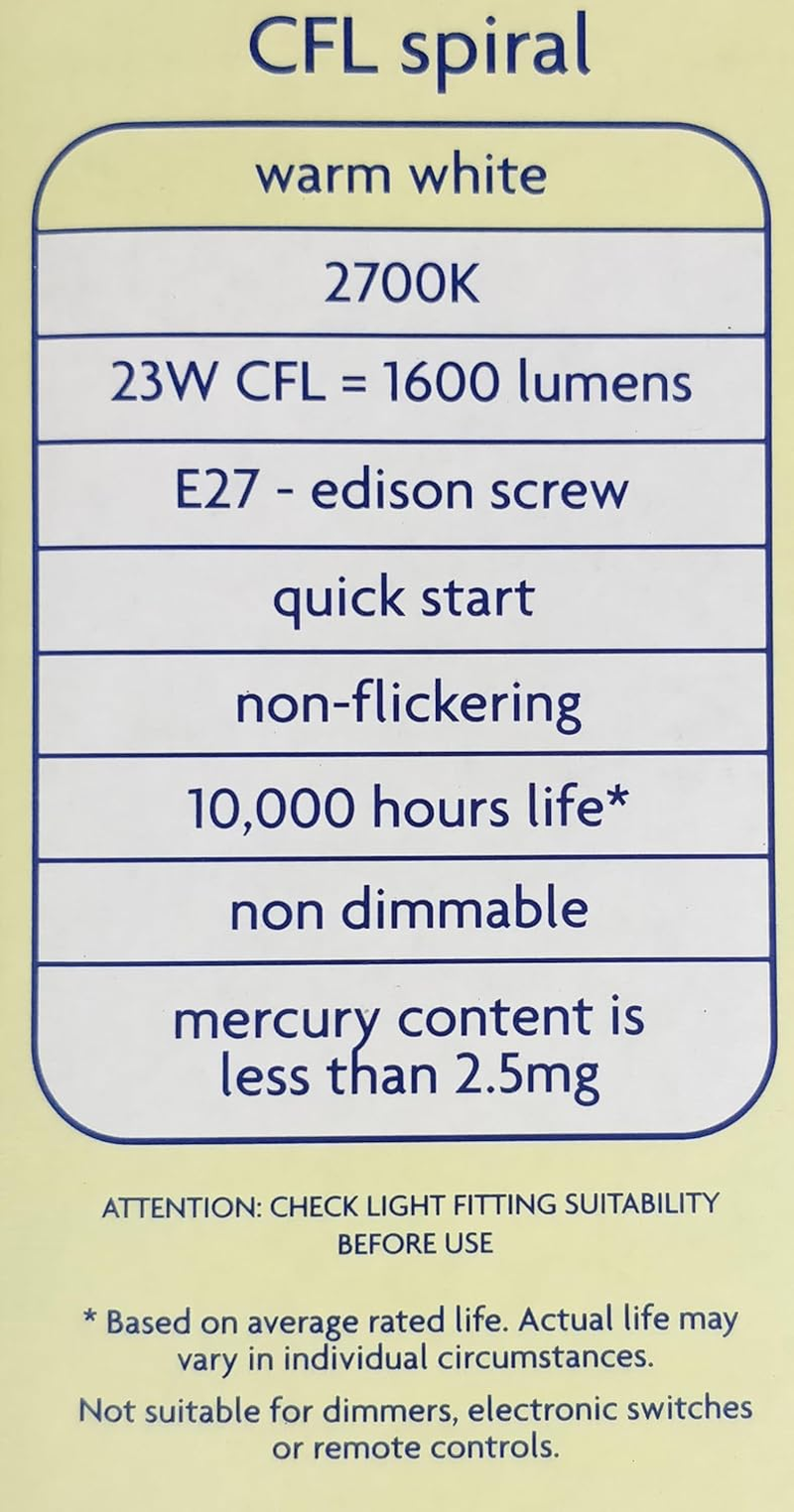 10 X 23W High Output CFL Globes Bulbs Warm White 2700K Screw Cap E27 Compact image number 5